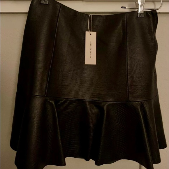 REBECCA TAYLOR embossed black  leather skirt - Picture 2 of 4